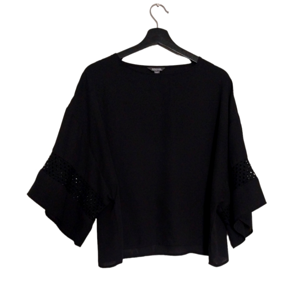 Kenneth Cole Reaction Cropped Blouse for Women 100% Polyester sz Medium  Black